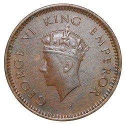 Bronze 1/2 Pice of George VI (AD 1939) of Calcutta Mint Head Type I Beautiful Grade