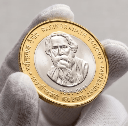 5000 Rupees 1861-2011 Rabindranath Tagore Bimetallic Beautiful Medieval Token Coin