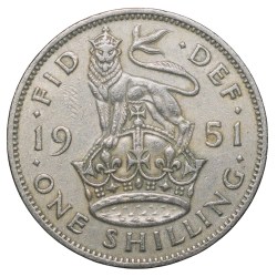 Copper-Nickel 1 Shilling of George VI (AD 1951) from Great Brittain Lion above Crown