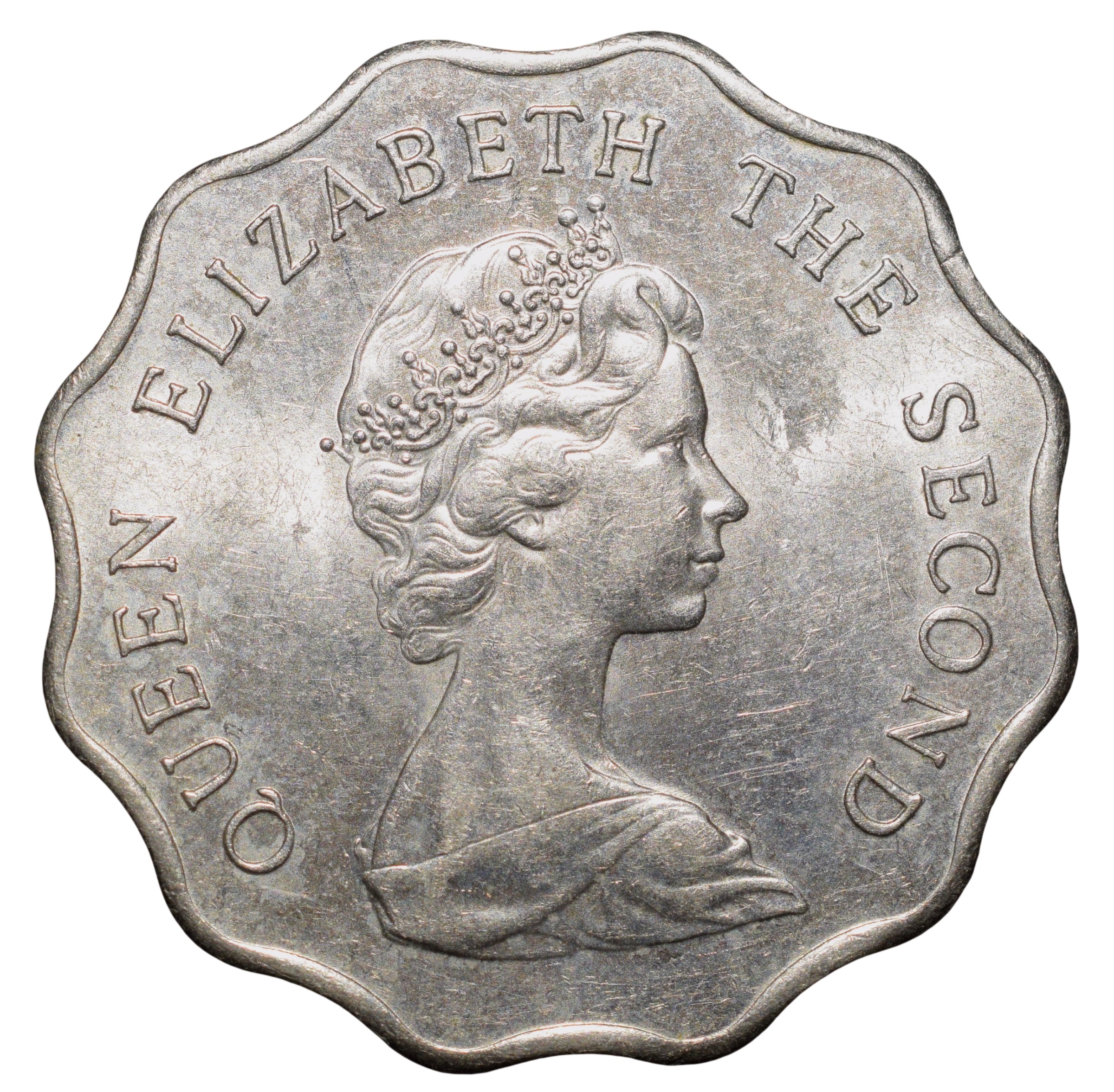 Copper-Nickel 2 Dollars of Eliabeth II (AD 1980) from Hong-Kong UNC Grade