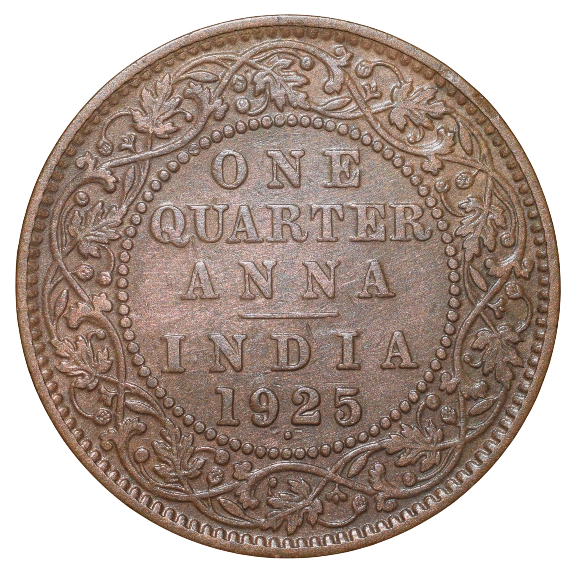 Bronze 1/4 Anna of George V (AD 1925) of Bombay Mint Scarce Date