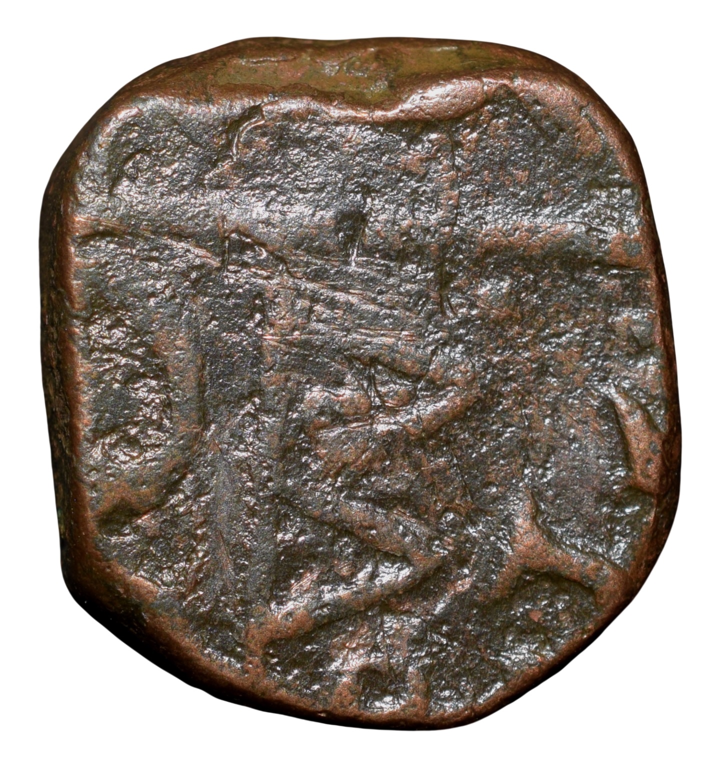 Copper Paisa of Bhonsala Rajas of Nagpur (AD 1759-1806) INO Shah Alam II with Zaripatka Flag