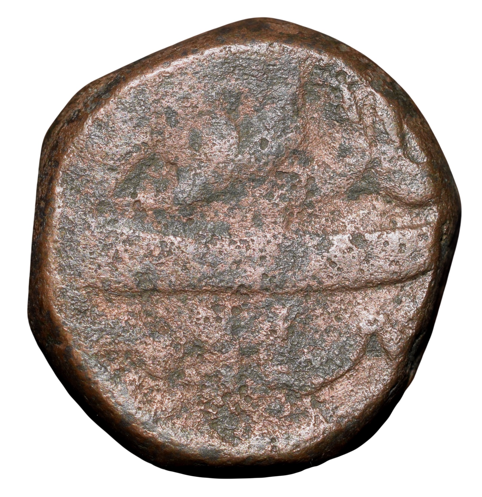 Copper Dam of Shah Jahan(AD1628-1658) of Narnol Mint Sahib-i-Qiran-i-Sani KM206.12 Rare