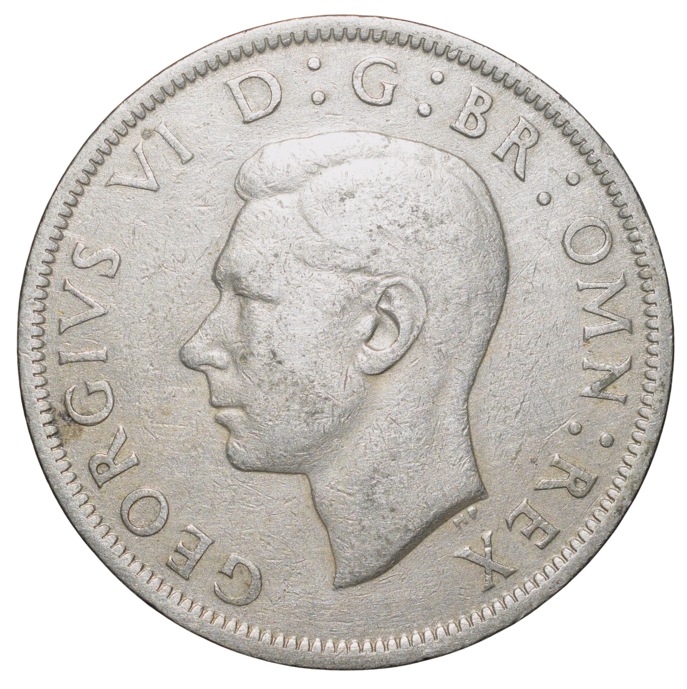 Copper-Nickel 1/2 Crown of George VI (AD 1949) of Great Brittain Large Size
