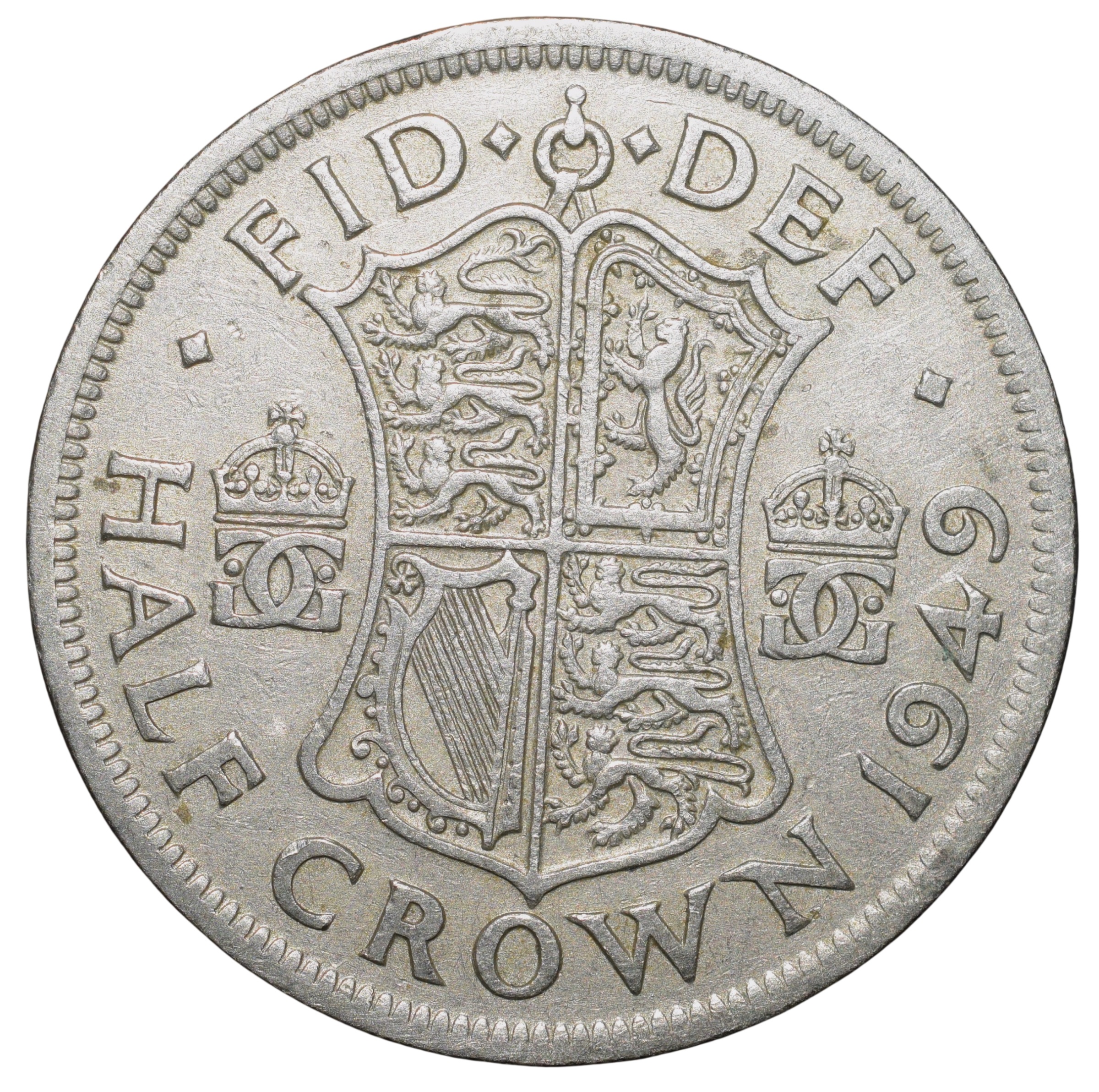 Copper-Nickel 1/2 Crown of George VI (AD 1949) of Great Brittain Large Size