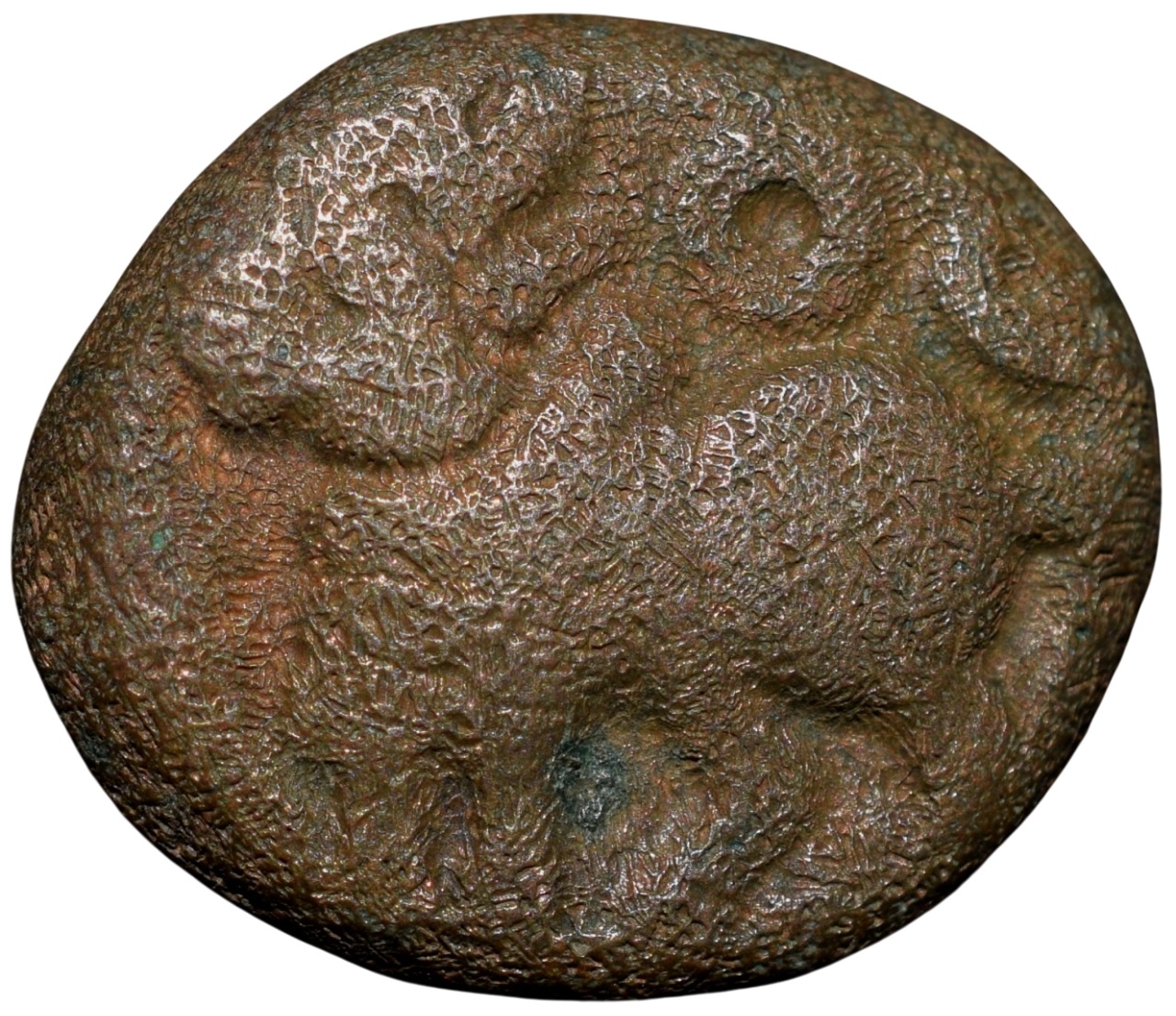 Copper Jital of Devraya I(AD 1406-22) of Vijayanagar Empire Bull Left/Dagger