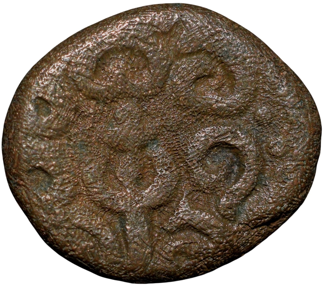 Copper Jital of Devraya I(AD 1406-22) of Vijayanagar Empire Bull Left/Dagger