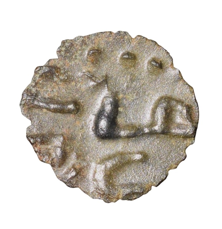 Potin Fractional Unit of Kadambas of Banavasi (AD 345-525) with Brahmi '(Ma)harajasa' Very Rare