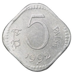 Aluminium 5 Paise of Republic India (AD 1992) of Bombay Mint