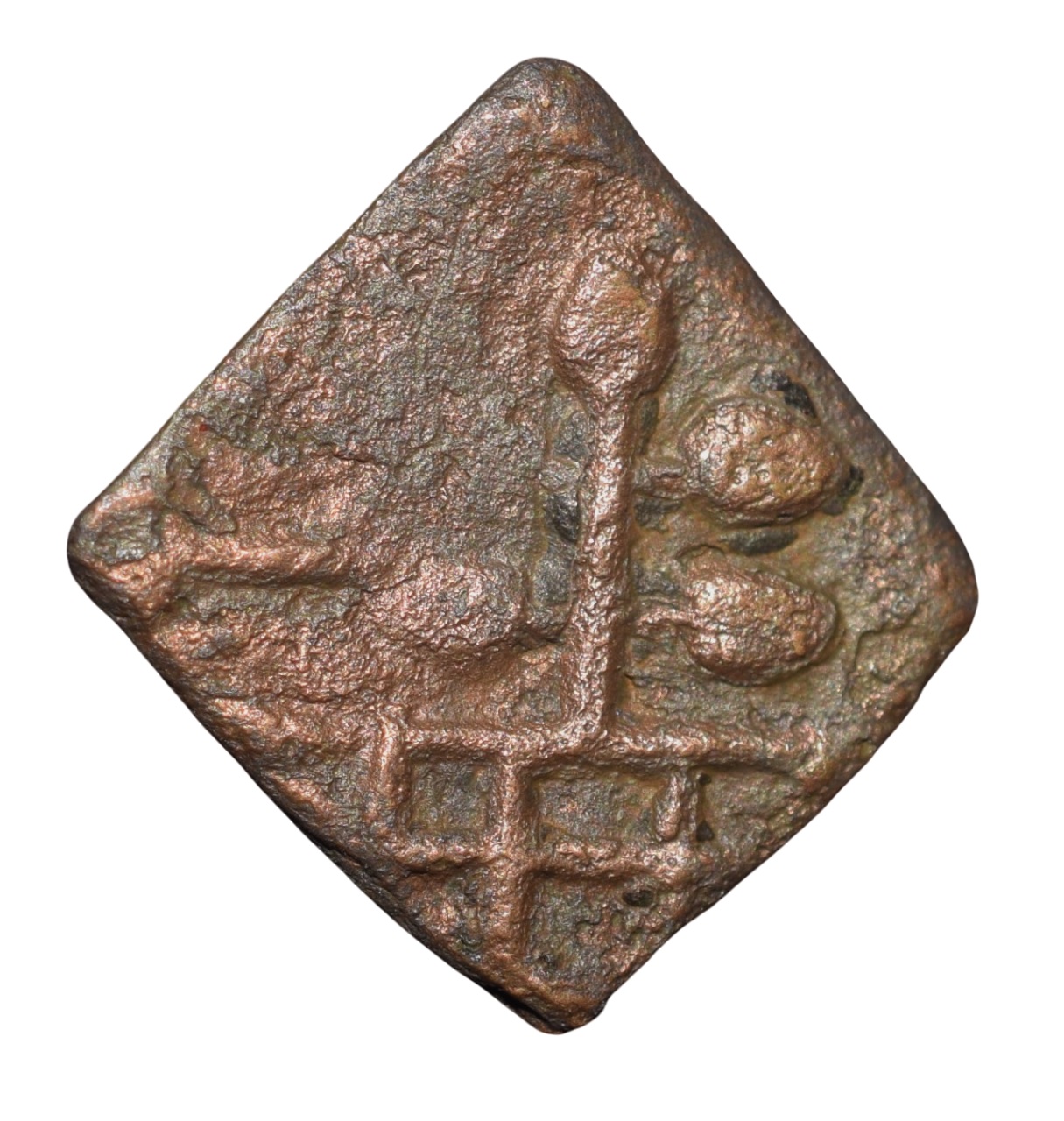 Copper Coin of City-State Bhadravati(1st Cen. BC) with Elephant walking right/Tree Railing & Brahmi legends