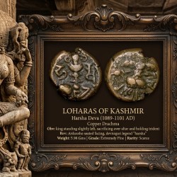 Copper Drachma of Harsha Deva(AD1089-1101) of Lohara's of Kashmir