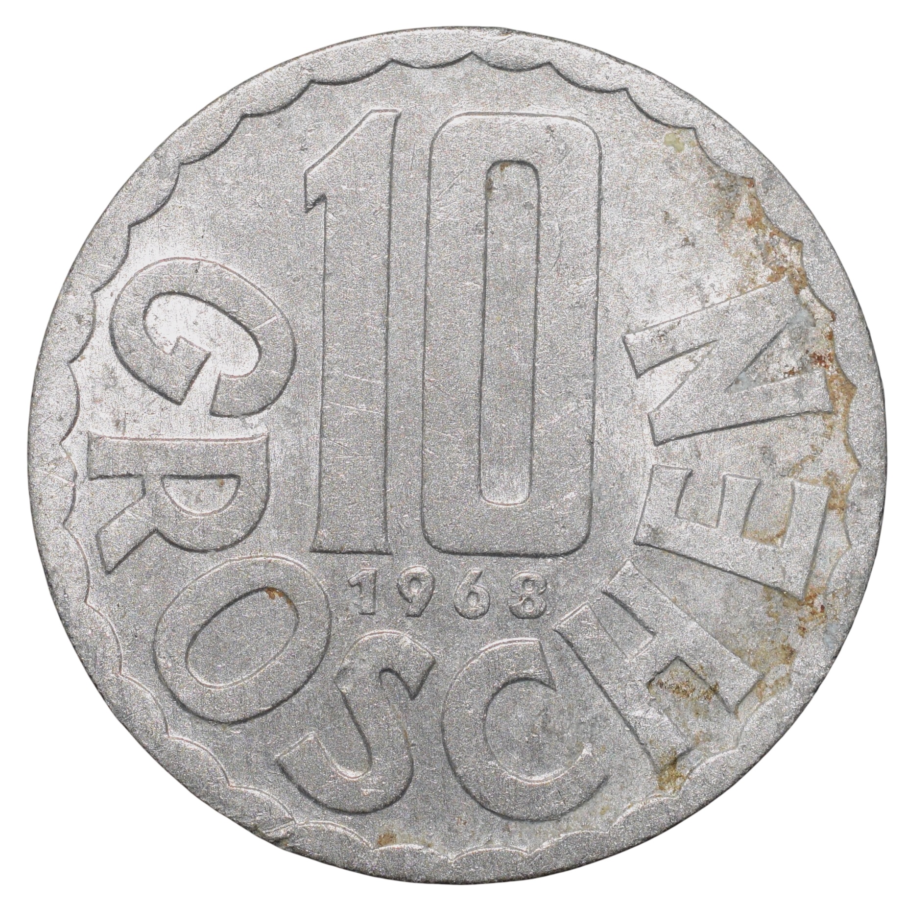 Aluminium 10 Goschen of Austria (AD 1968) with Austrian coat of arms