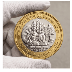 1000 Rupees 1990 World Food Day Bimetallic Beautiful Medieval Token Coin