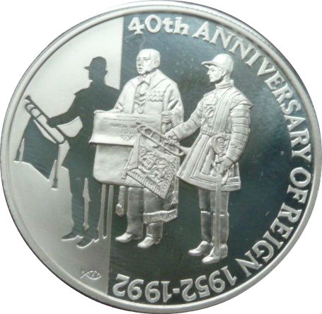 Falkland Islands 50 Pence 1992 - Elizabeth II 40th Anniversary - Reign of Queen Elizabeth II Rare Coin ( First Day Cover with Stamp )