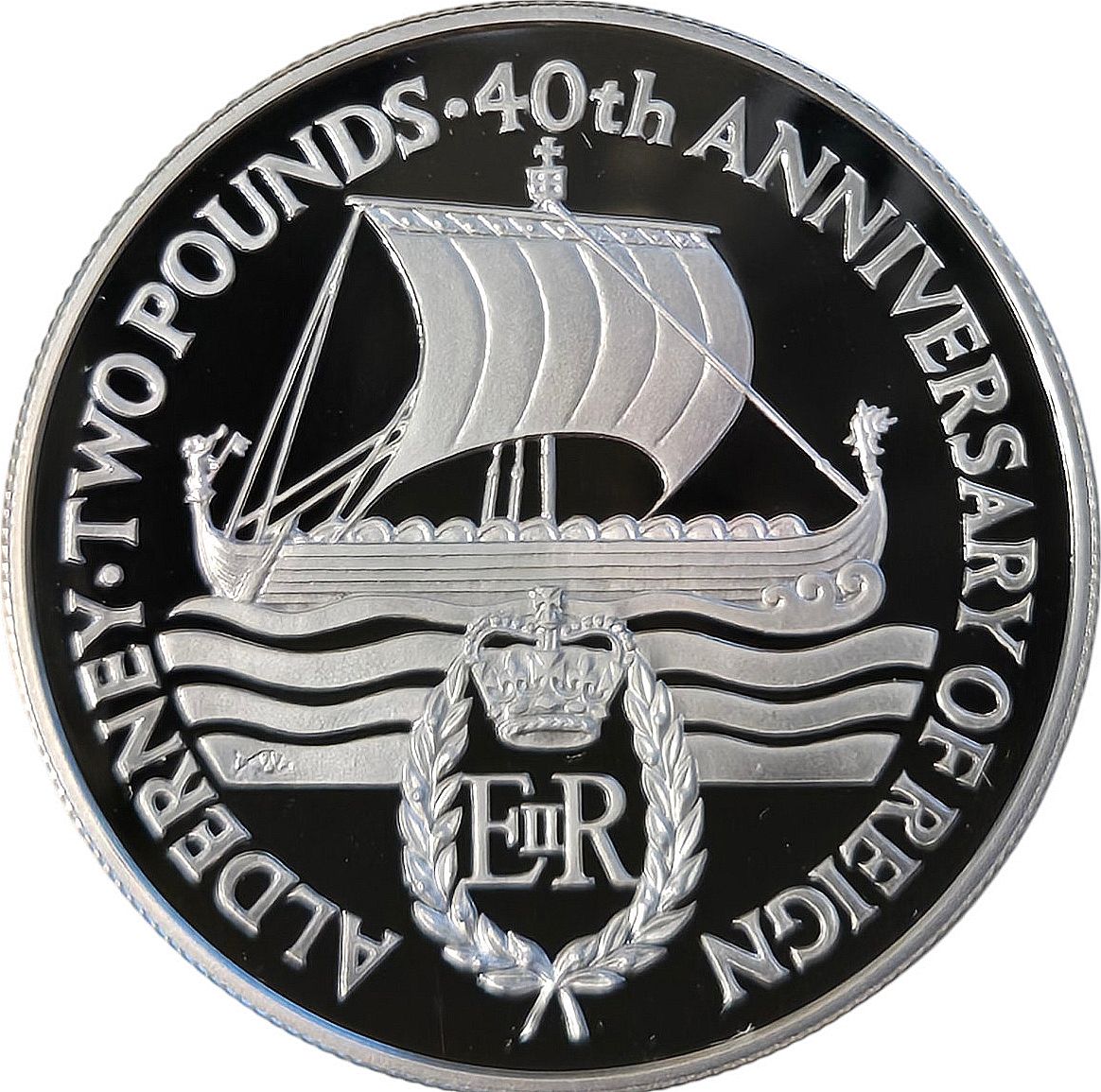 Guernsey › Alderney 2 Pounds 1992 - Elizabeth II 40th Anniversary of Queen's Reign Rare Coin ( First Day Cover with Stamp )