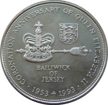 Jersey 2 Pounds 1993 - Elizabeth II Coronation Jubilee Rare Coin ( First Day Cover with Stamp )