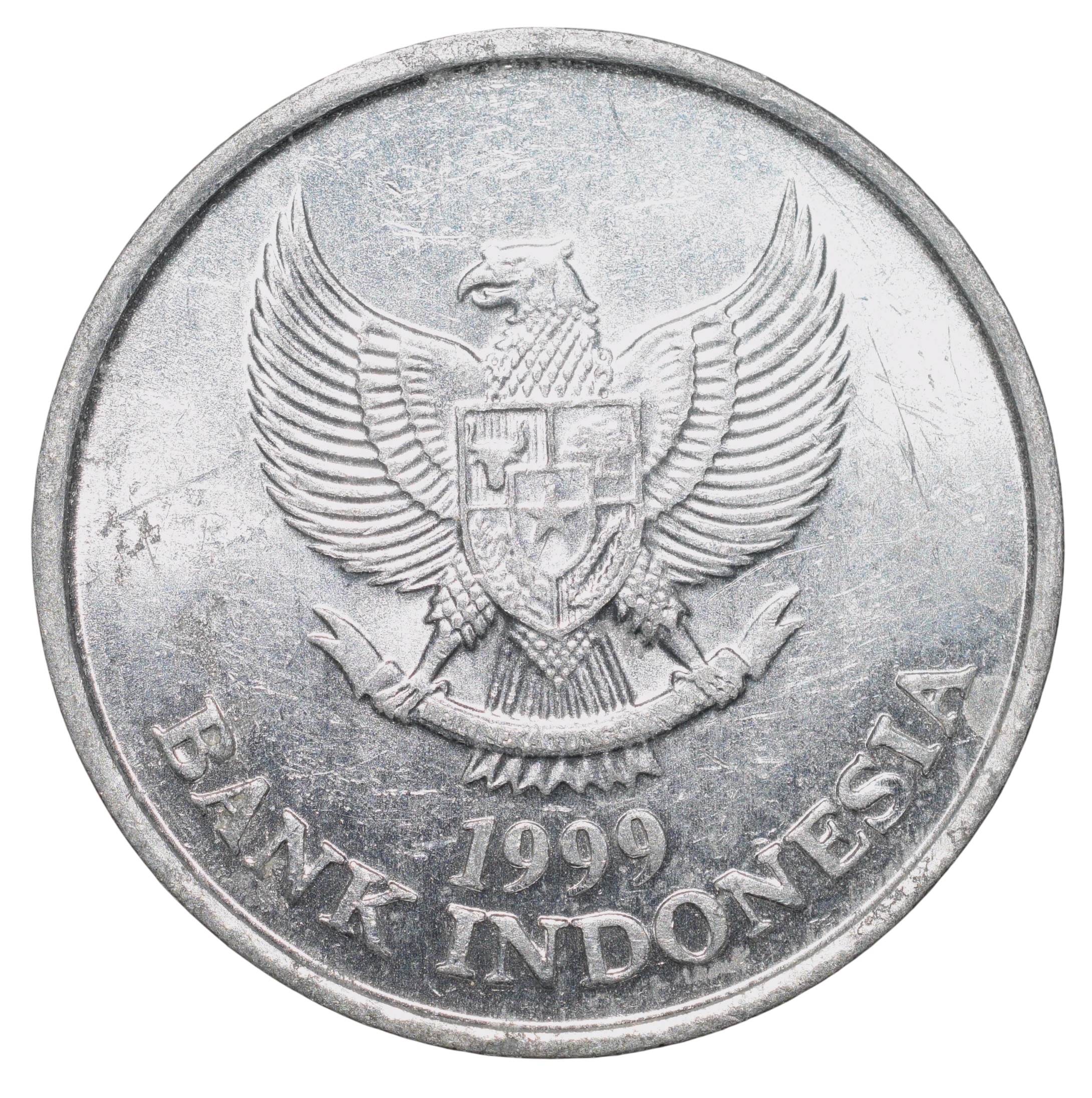 Aluminium 100 Rupiah of Indonesia (AD 1999) withBlack Palm Cockatoo (Probosciger aterrimus) Bird