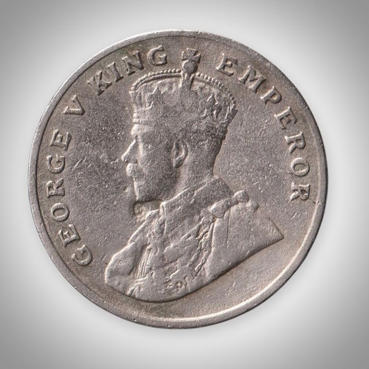 Extremely Rare 8 Annas 1920 George V King Emperor Bombay Mint British India Coin # A169