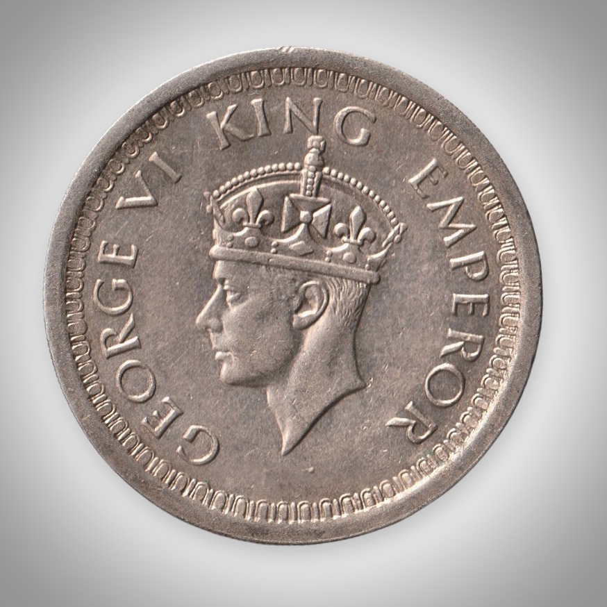 Rare 1 Rupee 1944 King George VI Lahore Mint British India Silver Coin # A170
