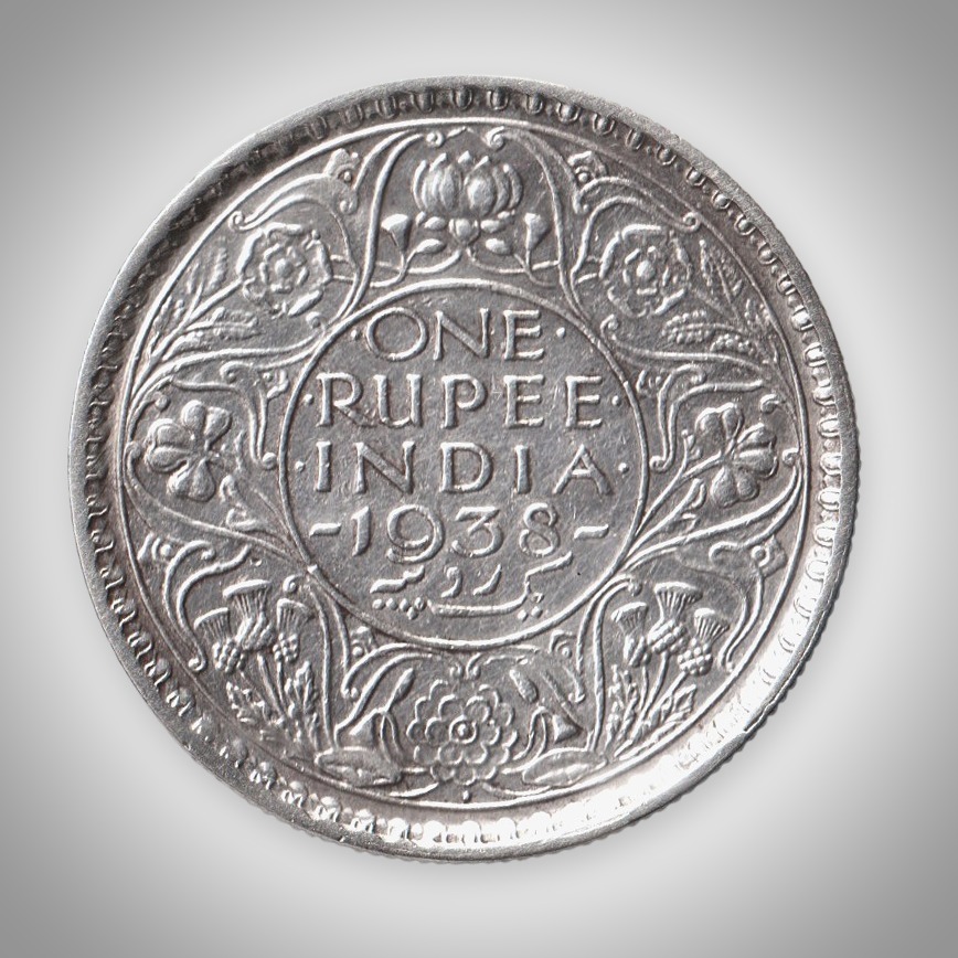 Super Rare 1 Rupee 1938 King George VI Bombay Mint British India Silver Coin # A171