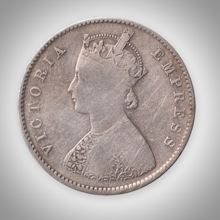 Rare Half Rupee 1899 Queen Victoria Empress Calcutta Mint British India Silver Coin # A179