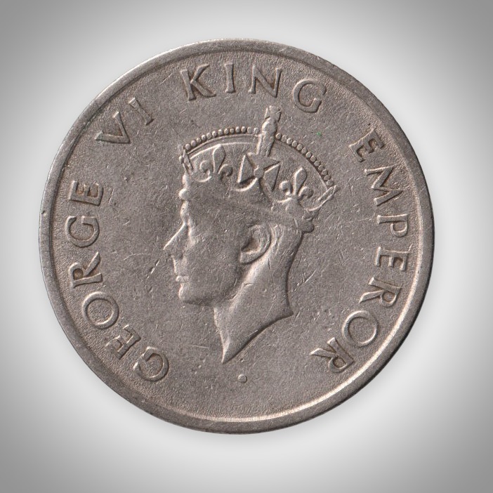 Rare Half Rupee 1947 King George VI Tiger Type Bombay Mint British India Coin # A180