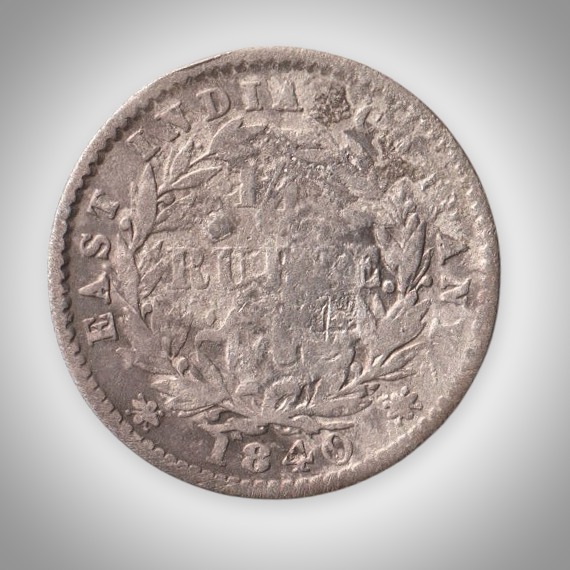 Rare Quarter Rupee 1840 Queen Victoria East Calcutta Mint India Company Silver Coinage British India Coin # A201