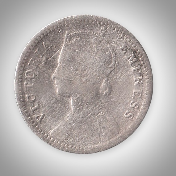 Rare 1/4 Rupee 1890 Queen Victoria Empress Silver Bombay Mint Coinage of British India Coin # A204