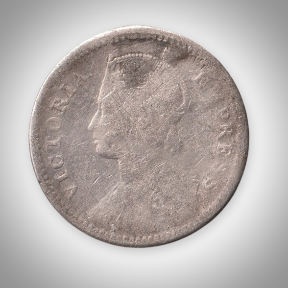 Rare 1/4 Rupee 1893 Queen Victoria Empress Calcutta Mint British India Silver Coin # A205