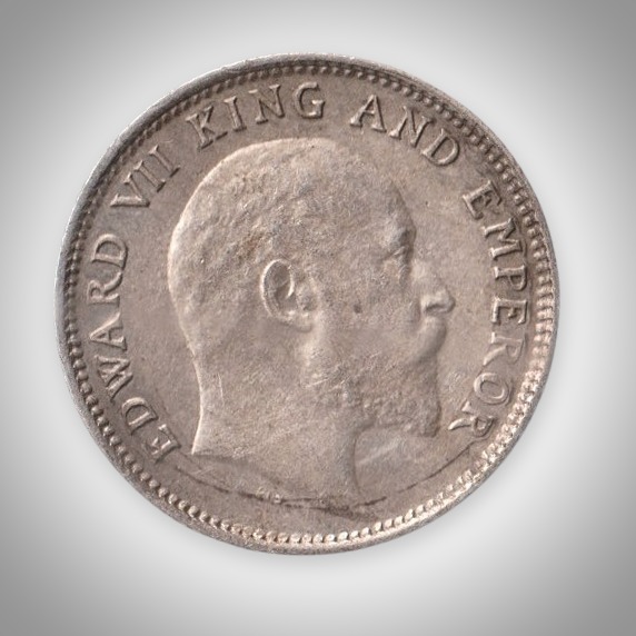 Rare 1/4 Rupee 1905 King Edward VII Calcutta Mint British India Silver Coin # A206