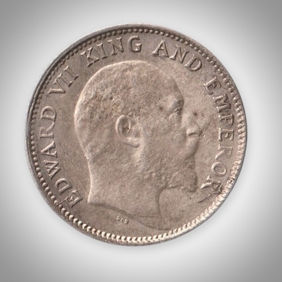 Rare 1/4 Rupee 1906 King Edward VII Calcutta Mint British India Silver Coin # A208