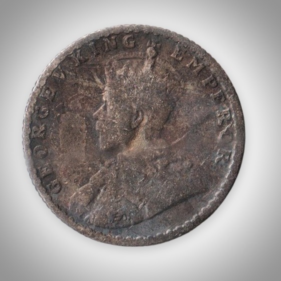 Rare 1/4 Rupee 1914 King George V Bombay Mint British India Silver Coin # A209