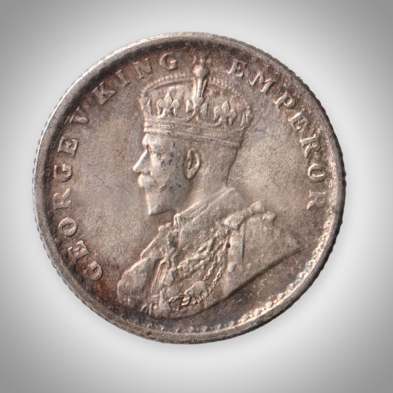 Rare 1/4 Rupee 1929 King George V Calcutta Mint British India Silver Coin # A210