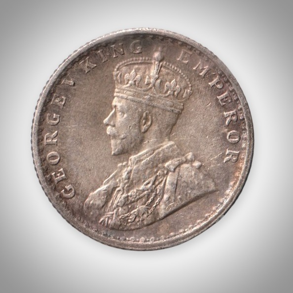 Rare 1/4 Rupee 1929 King George V Calcutta Mint British India Silver Coin # A211