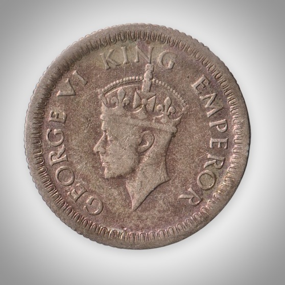 Rare 1/4 Rupee 1942 King George VI Silver Calcutta Mint Coinage of British India Coin # A212