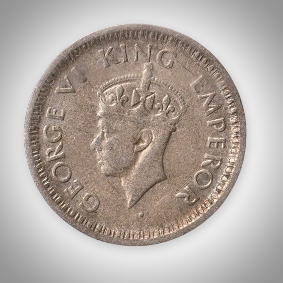 Rare 1/4 Rupee 1943 King George VI Bombay Mint British India Silver Coin # A215