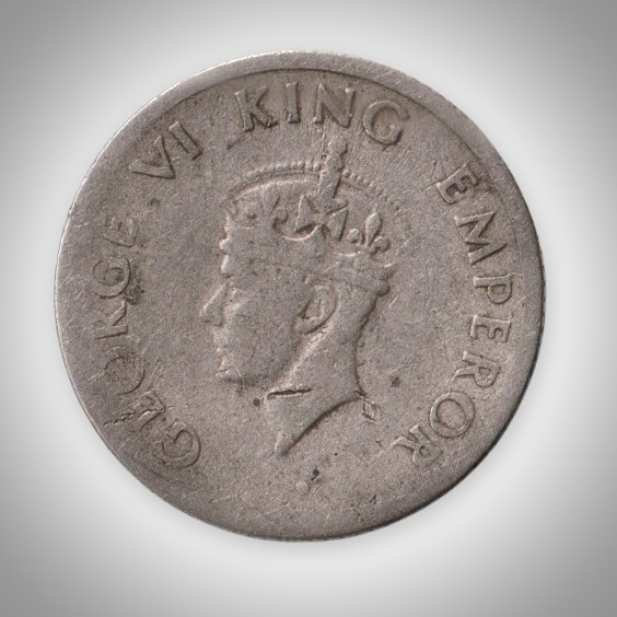 Rare Quarter Rupee 1947 George VI King Emperor Tiger Type Bombay Mint British India Silver Coin # A217