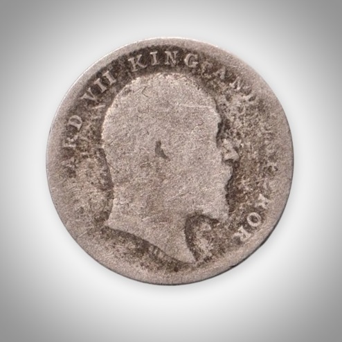 Extremely Rare 2 Annas 1909 King Edward VII Calcutta Mint British India Silver Coin # A218