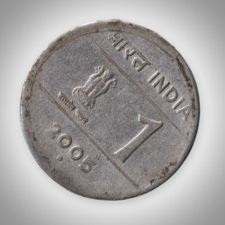 Error 1 Rupee 2005 Rotated Die Error Hyderabad Mint Republic India Coin