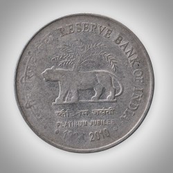 Rare 2 Rupee 2010 RBI Platinum Jubilee Calcutta Mint Republic India Coin # A395