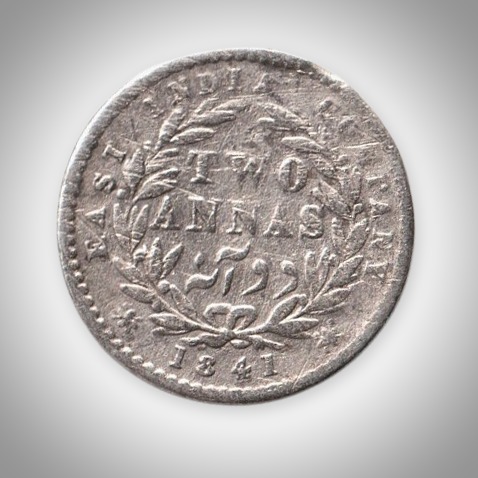 Rare 2 Annas 1841 Victoria Queen East India Company Silver British India Coin # A420