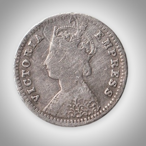 Rare 2 Annas 1891 Queen Victoria Empress Silver Bombay Mint Coinage of British India Coin # A426