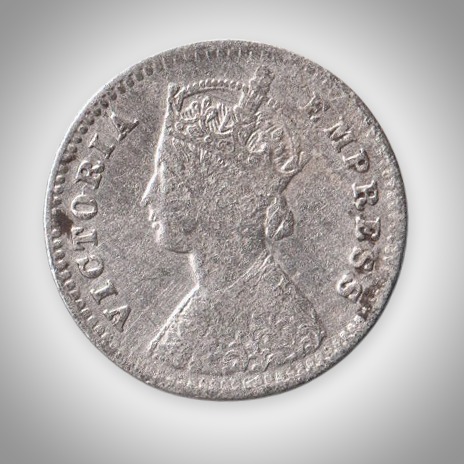 Rare 2 Annas 1892 Queen Victoria Empress Silver Bombay Mint Coinage of British India Coin # A428