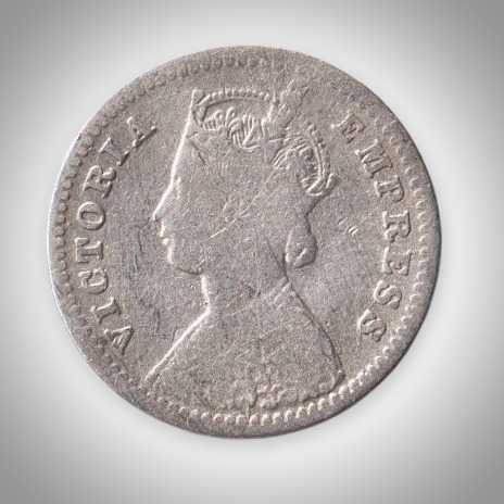 Rare 2 Annas 1893 Queen Victoria Empress Silver Bombay Mint Coinage of British India Coin # A429