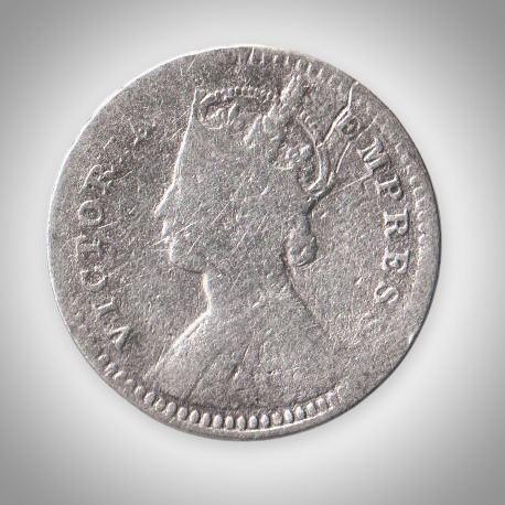 Rare 2 Annas 1896 Queen Victoria Empress Calcutta Mint British India Silver Coin # A430