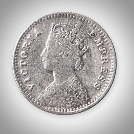 Rare 2 Annas 1900 Queen Victoria Empress Silver Bombay Mint Coinage of British India Coin # A434