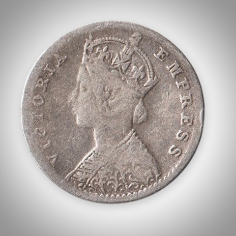 Rare 2 Annas 1901 Queen Victoria Empress Bombay Mint British India Silver Coin # A435