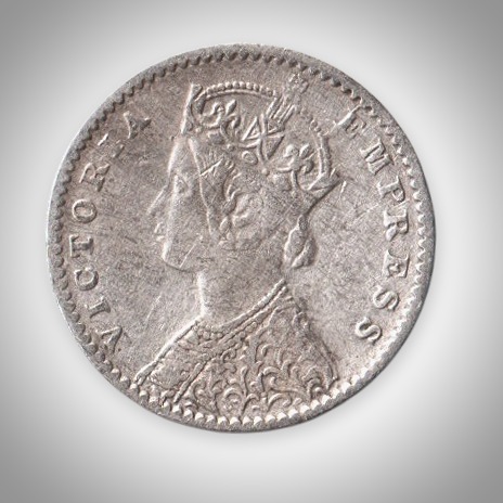 Rare 2 Annas 1901 Queen Victoria Empress Calcutta Mint British India Silver Coin # A436