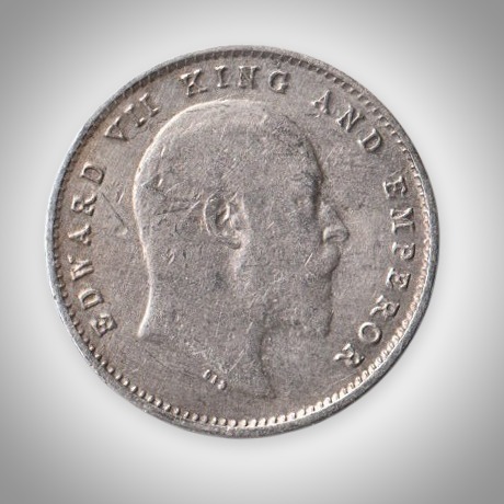 TOP GRADE Rare 2 Annas 1903 King Edward VII Calcutta Mint British India Silver Coin # A437