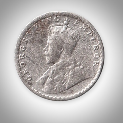 Rare 2 Annas 1917 King George V Silver Calcutta Mint Coinage of British India Coin # A446